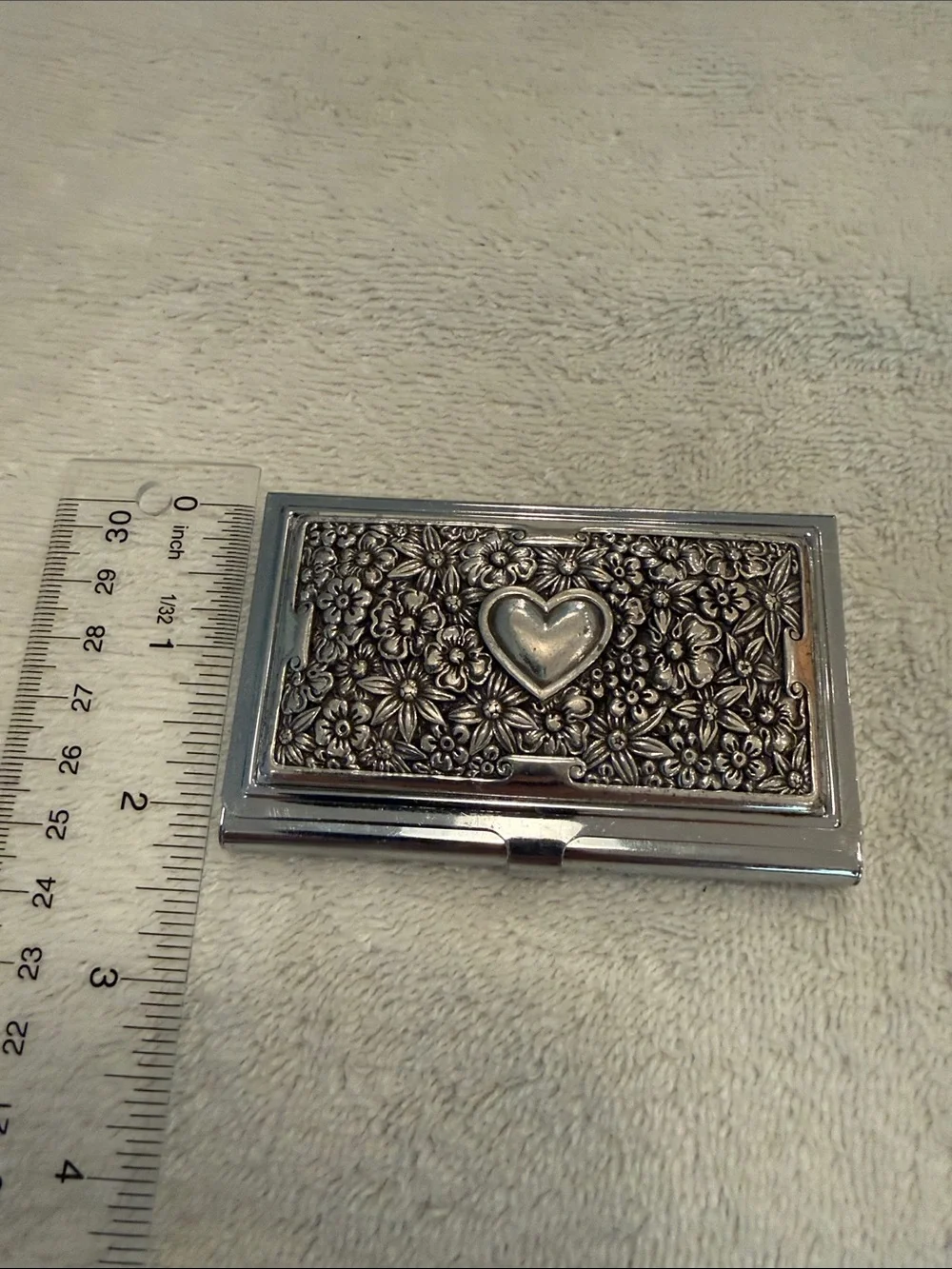 Brighton Silver Floral Heart Card and/or Pill Holder